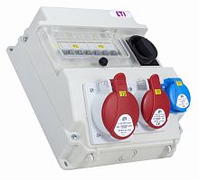 Распред. щит с разъемами EDS7 1-2/2-5 16/32 (Разъем 16A/5P-1,32A/5P-1, Schuko-1, АВ: C16/1-1, C16/3-1, C32/3-1) | код 004483200 | ETI