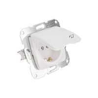 DEA Розетка 1-ая с/з с крышкой с/у 16А мех. Бел KRANZ | код KR-78-0213 | KRANZ