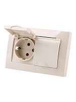 Розетка двойная 2П+З с защ. шт. и крышкой 16А 250В IP44 сл. кость Таймыр TDM | код SQ1814-0176 | TDM