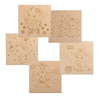 Доски для выжигания REXANT, Слонята , 150х150 мм, 5 шт., пакет | код 12-0932 | REXANT