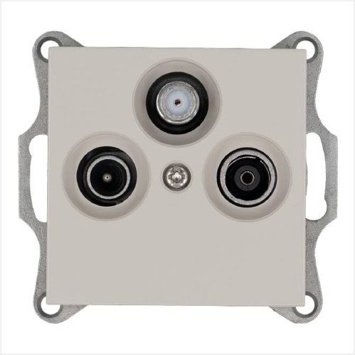 Розетка TV+FM+SAT9.5 мм оконечная с накладкой, цвет Тауп | код G6206T | Jasmart