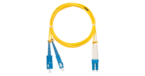 Шнур NIKOMAX волоконно-оптический, переходной, одномодовый 9/125мкм, стандарта OS2, SC/UPC-LC/UPC, двойной, LSZH нг(A)-HFLTx, 2мм, желтый, 10м | код NMF-PC2S2C2-SCU-LCU-010 | NIKOMAX