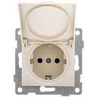 Розетка 1-м СП Bravo 16А 250В с заземл. защ. шторки с крышкой механизм беж. | код С10Р91-003 | GUSI