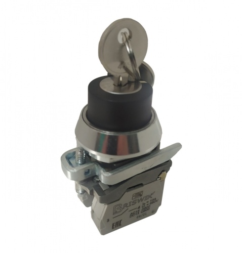 Переключатель Briswik ПЕ 181/1м -С черный 2но+0нз Ключ с фикс 3-поз , во вкл. сост. не вынимается IP40 УХЛ3 10А | код aT-YG-0Ai-0122 | Briswik