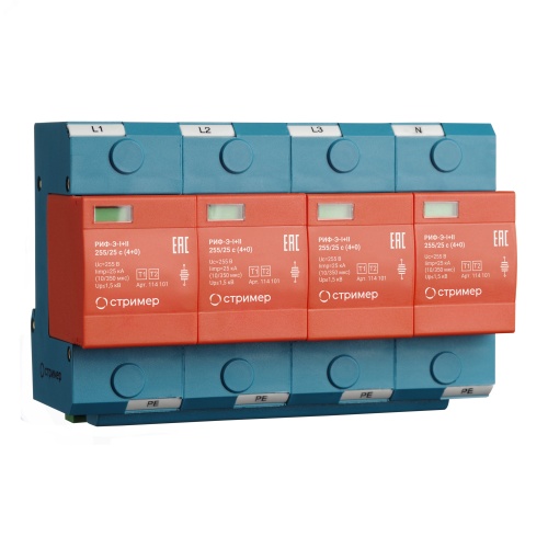 Устройство защиты от импульсных перенапряжений РИФ-Э-I+II 255/25 с (4+0) | код 114101 | СТРИМЕР