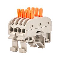 Клемма СМК 222-424D проходная 4-полюсная, с креплением на DIN-рейку (0,08-4 мм?), серая (4 шт./уп.) REXANT | код 07-5237-04 | REXANT