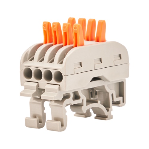 Клемма СМК 222-424D проходная 4-полюсная, с креплением на DIN-рейку (0,08-4 мм?), серая (4 шт./уп.) REXANT | код 07-5237-04 | REXANT Клемма СМК 222-424D проходная 4-полюсная, с креплением на DIN-рейку (0,08-4 мм?), серая (4 шт./уп.) REXANT | код 07-5237-04 | REXANT