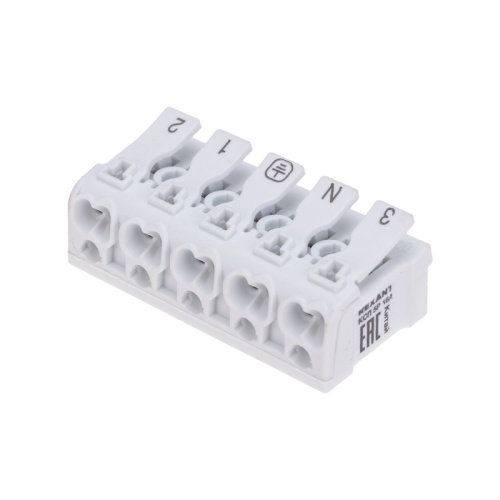 Клемма пружинная соединительная КСП 5-полюсная с монтажными ножками (50 шт./уп.) REXANT | код 07-6217-1 | REXANT