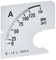 Шкала смен. для амперметра Э47 125/5А-1,5 72х72мм IEK | код IPA10D-SC-0125 | IEK