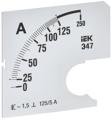 Шкала смен. для амперметра Э47 125/5А-1,5 72х72мм IEK | код IPA10D-SC-0125 | IEK