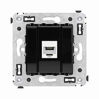 Телефонная розетка RJ-12 без шторки в стену одинарная, Avanti, Черный квадрат | код 4402613 | DKC