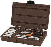 911423 Набор головок торцевых с аксессуарами 1/4DR, 4-13 мм, 23 предмета | код 911423 | Ombra