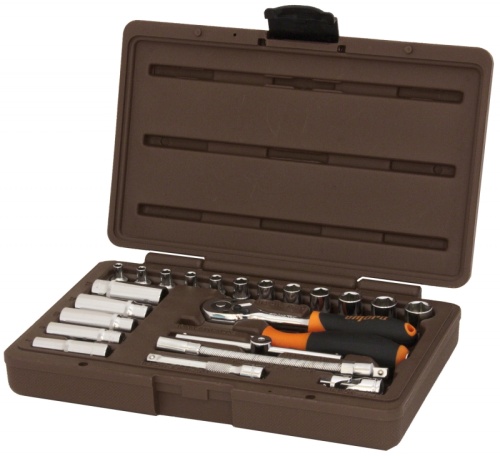 911423 Набор головок торцевых с аксессуарами 1/4DR, 4-13 мм, 23 предмета | код 911423 | Ombra
