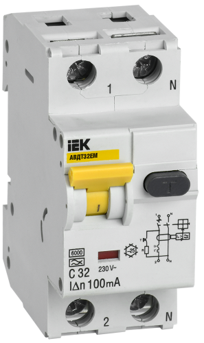 Выключатель автоматический дифференциального тока АВДТ32EM C32 100мА | код MVD14-1-032-C-100 | IEK