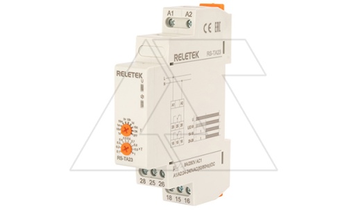 Реле времени RS-TA23, 2CO, 8A(250VAC), 24_240VAC/DC, 100ms_10d/ON/OFF, задержка на включение, 1M | код RS-TA23 | RELETEK