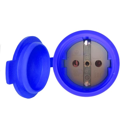 Разъем штепсельный 16А IP44 250В (еврослот) с заземл. каучук син. Universal 3049 фото 3