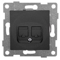 GUSI Bravo механизм розетки компьютерной RJ45, двойной, скрытая установка. Цвет графит. | код С10К2-010 | GUSI ELECTRIC