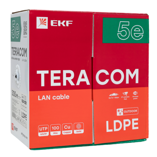Кабель витая пара U/UTP кат.5E 4 пары solid внешн. LDPE черн. TERACOM | код TRC-5EUTP-04PE-BK-OUT3 | EKF фото 4