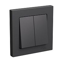 ATLASDESIGN 2-клавишный ВЫКЛЮЧАТЕЛЬ, сх.5, 10АХ, в сборе, БАЗАЛЬТ | код ATN001452 | Systeme Electric