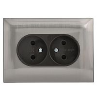 Розетка 2-м SKANDY 10А без заземл. защ. шторки в сборе SK-R09N никель IEK SK-R23-10-K50-F